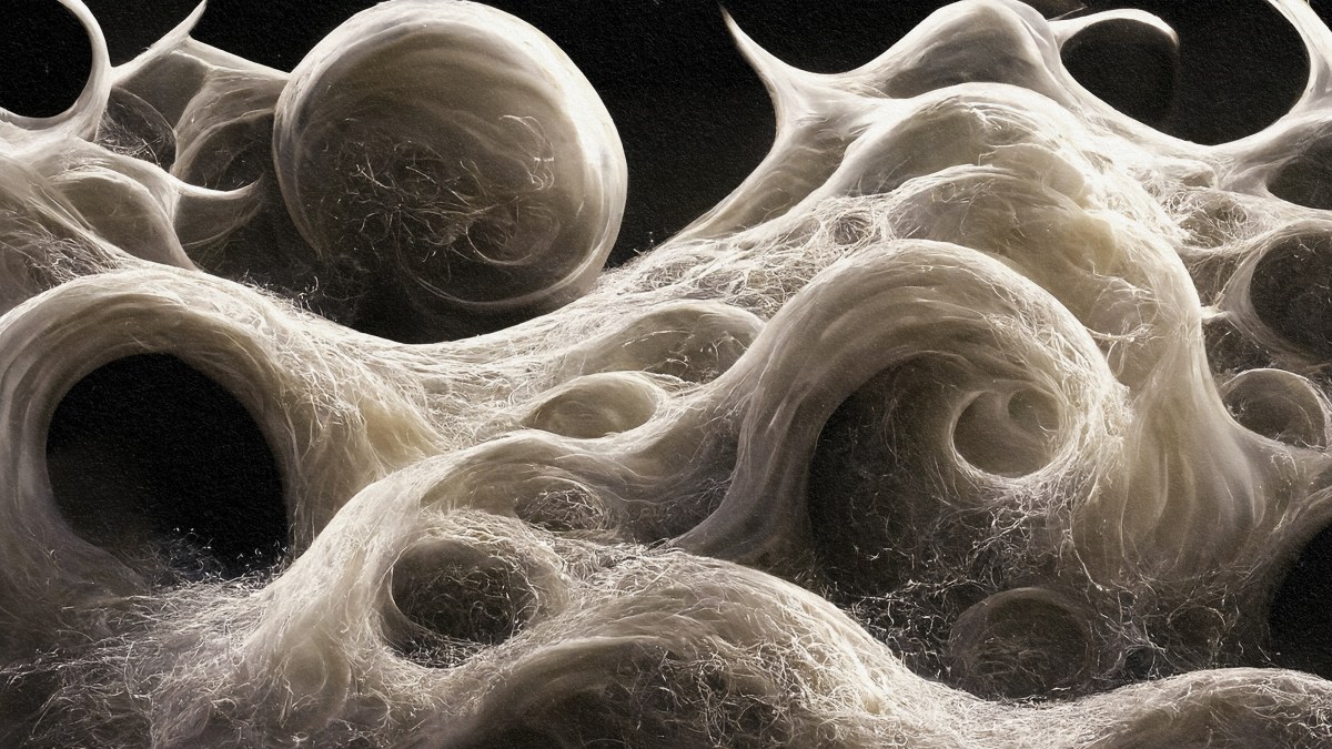 A swirling wave captured in black and white.