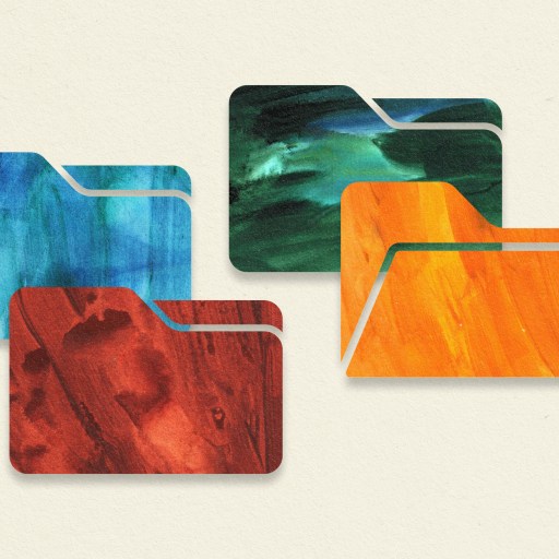 A set of colorful file folders arranged using the para method on a white background.