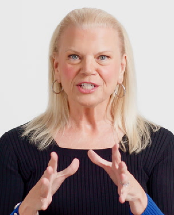 Ginny Rommetty making a gesture with her hands.