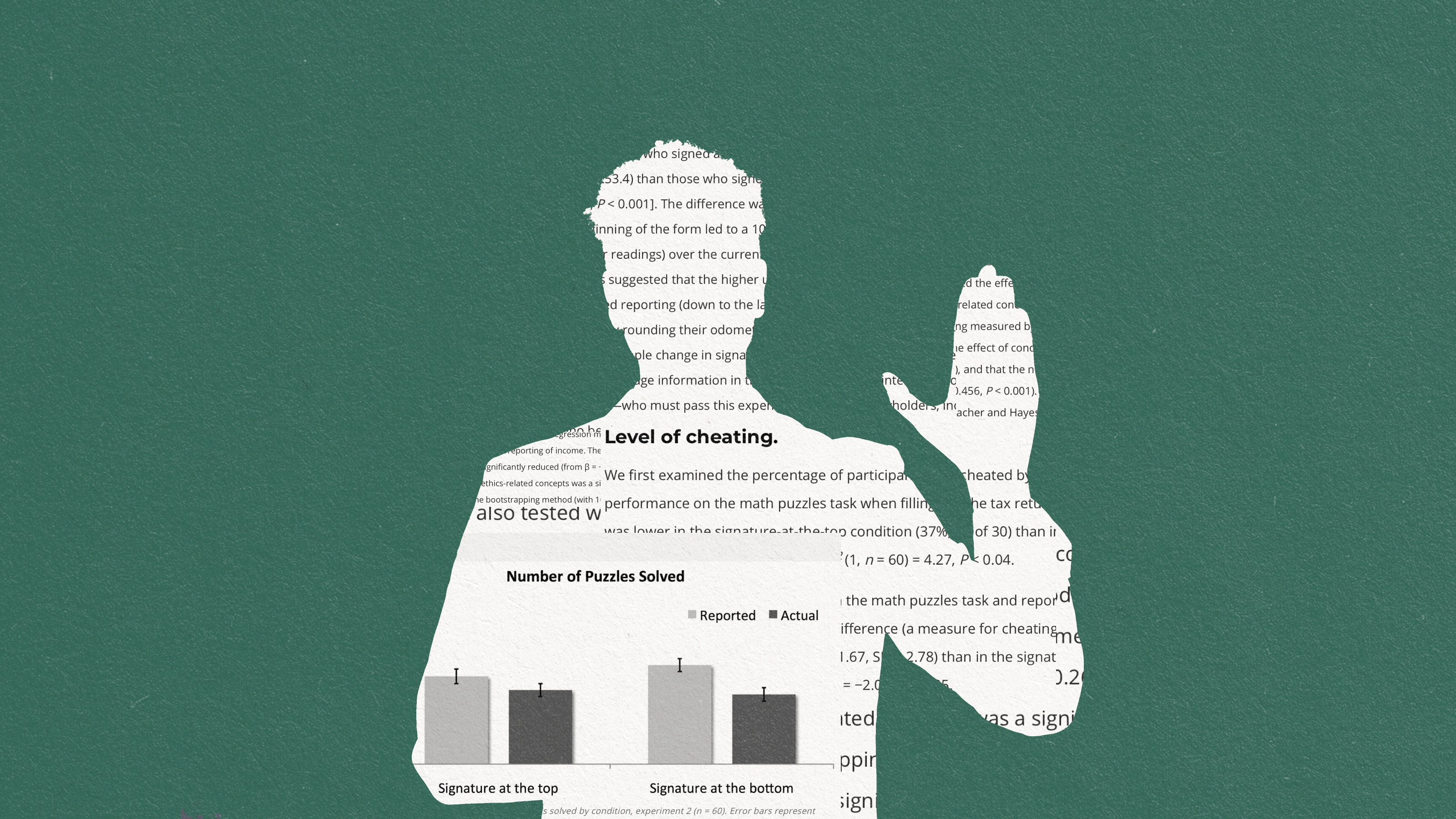 A silhouette of a man holding up a newspaper, inspired by Dan Ariely.