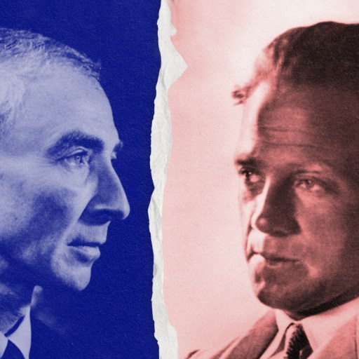 Oppenheimer on the left and Heisenberg on the right.
