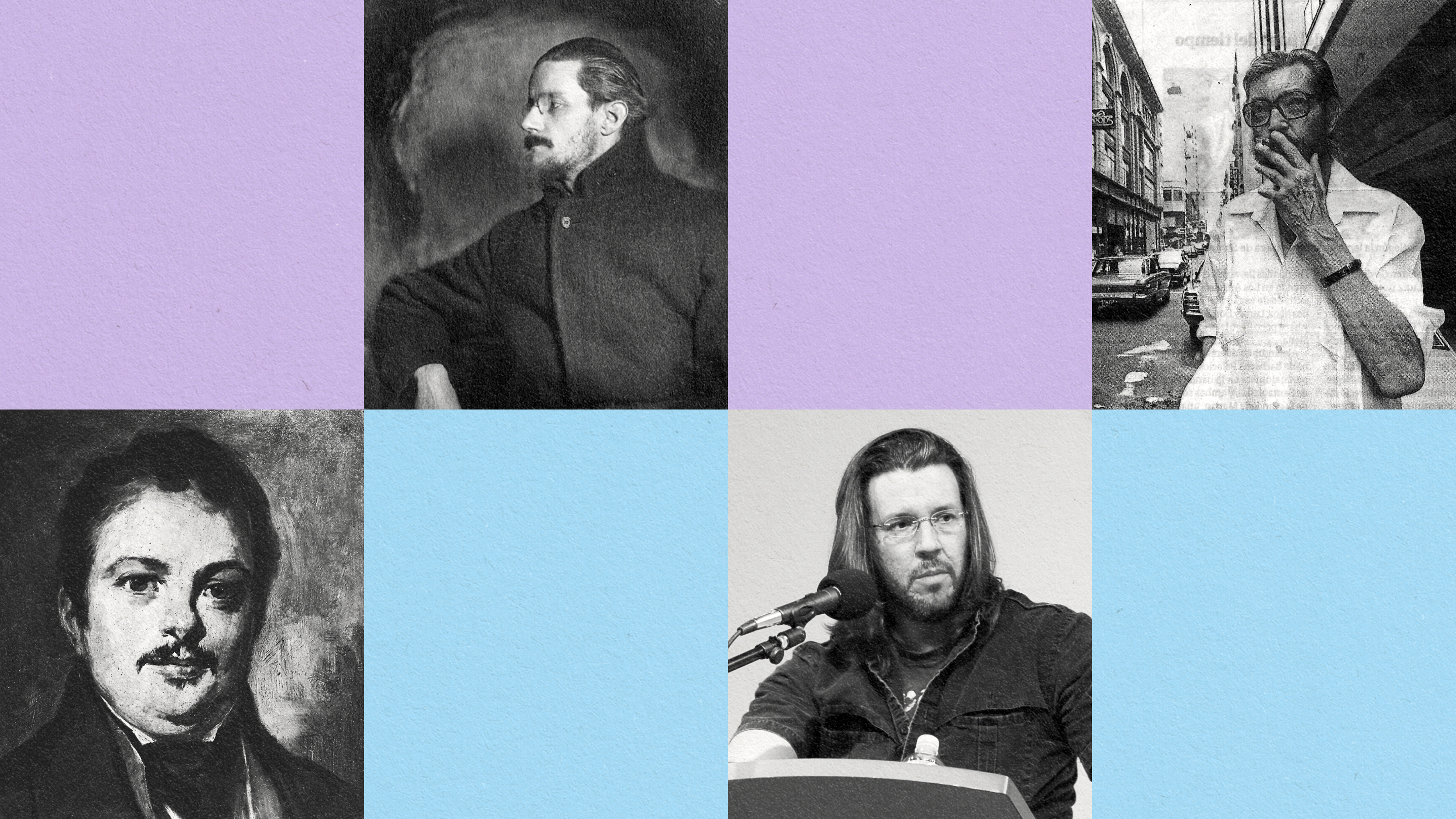 A collection of written profiles featuring men with beards and moustaches.