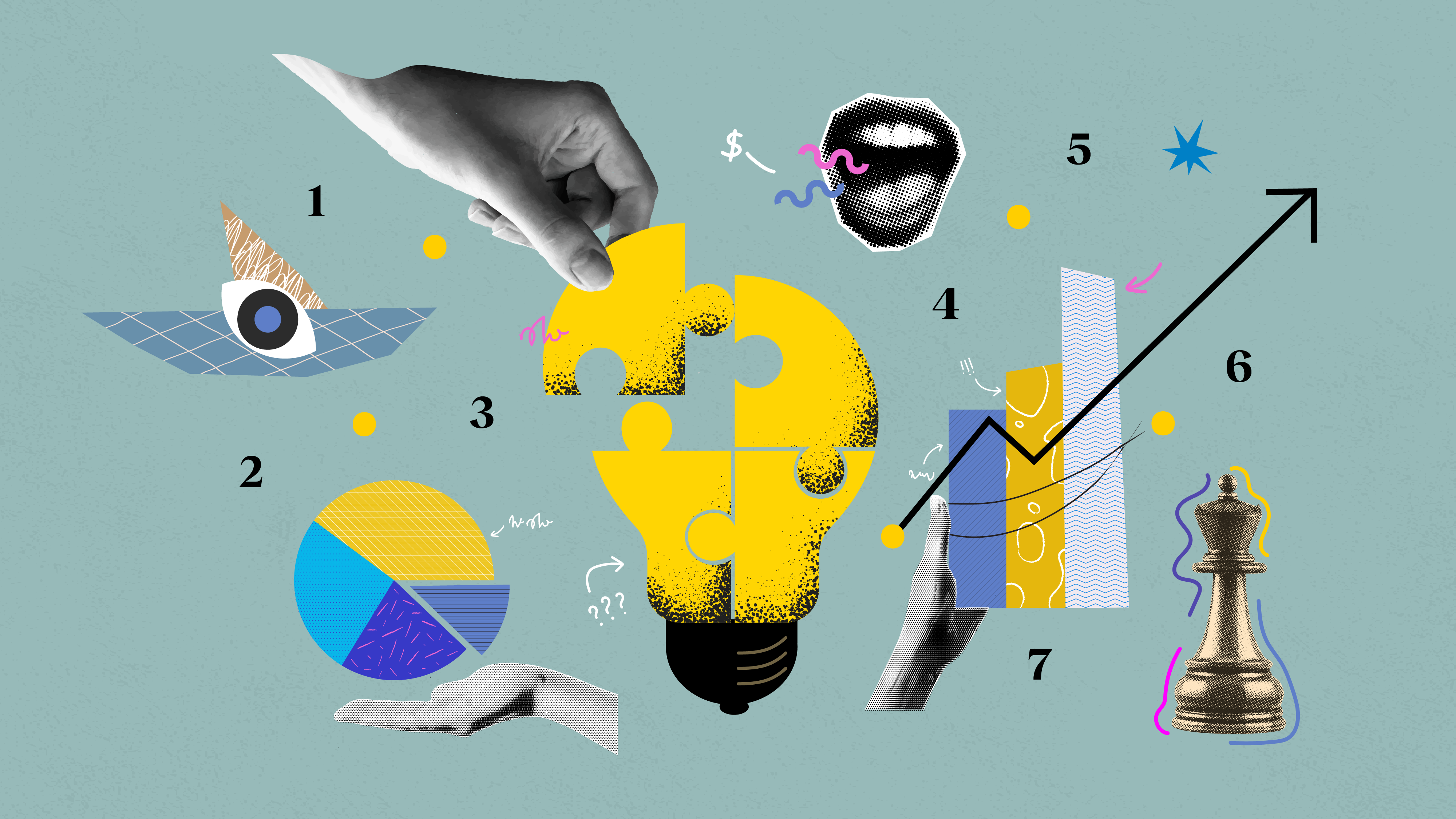 An illustration of a light bulb with chess pieces around it.