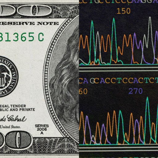 A picture of a dollar bill with a wave pattern.
