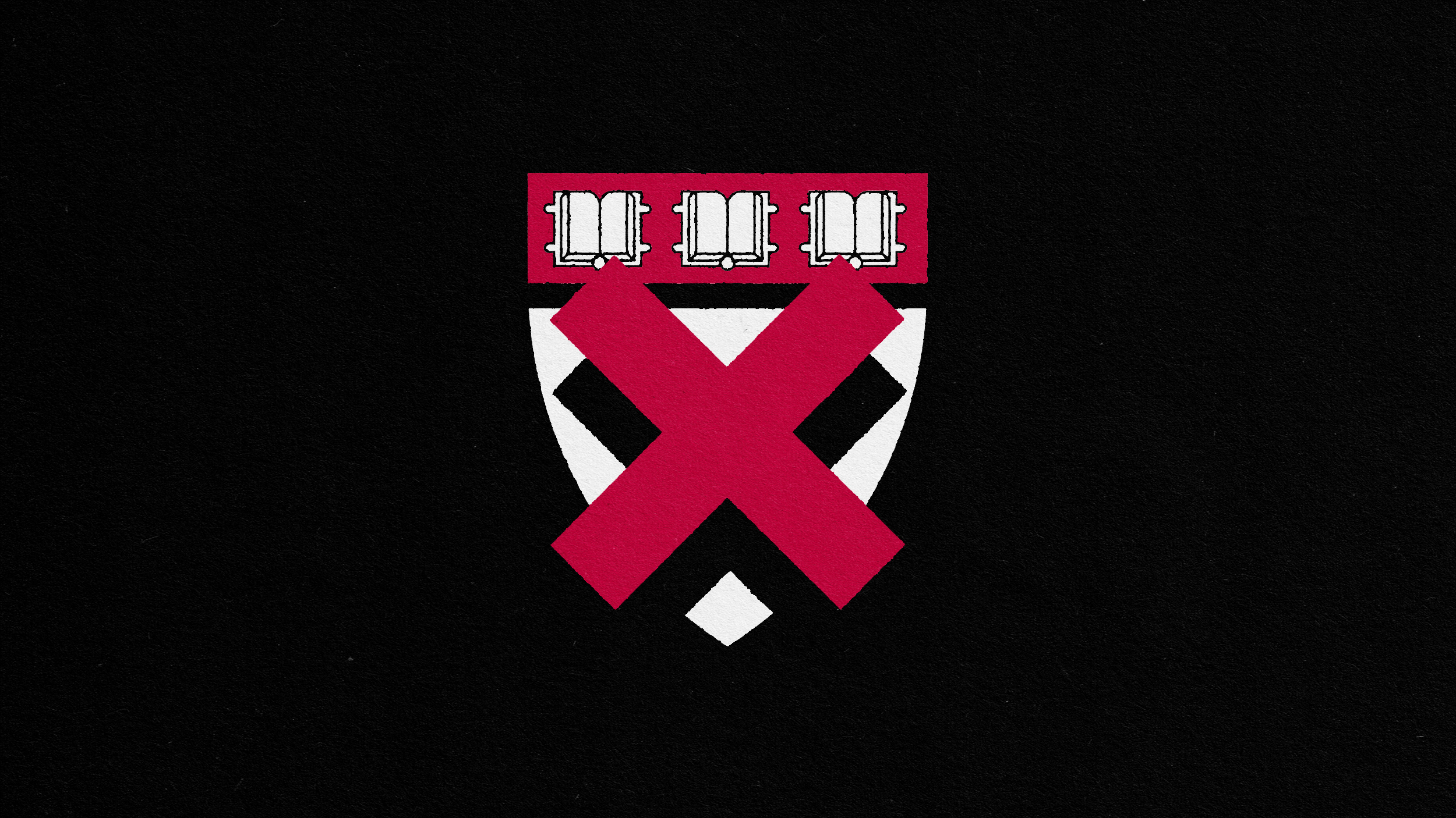 The Harvard crest displayed on a black background in the Ivy League.
