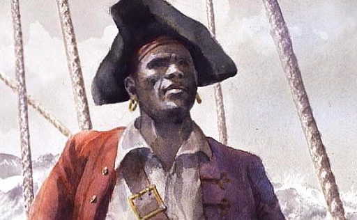 A painting of Black Caesar on a ship.