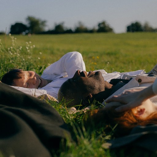 Two people laying down in a field, reflecting on their habits and contemplating their battles with depression.