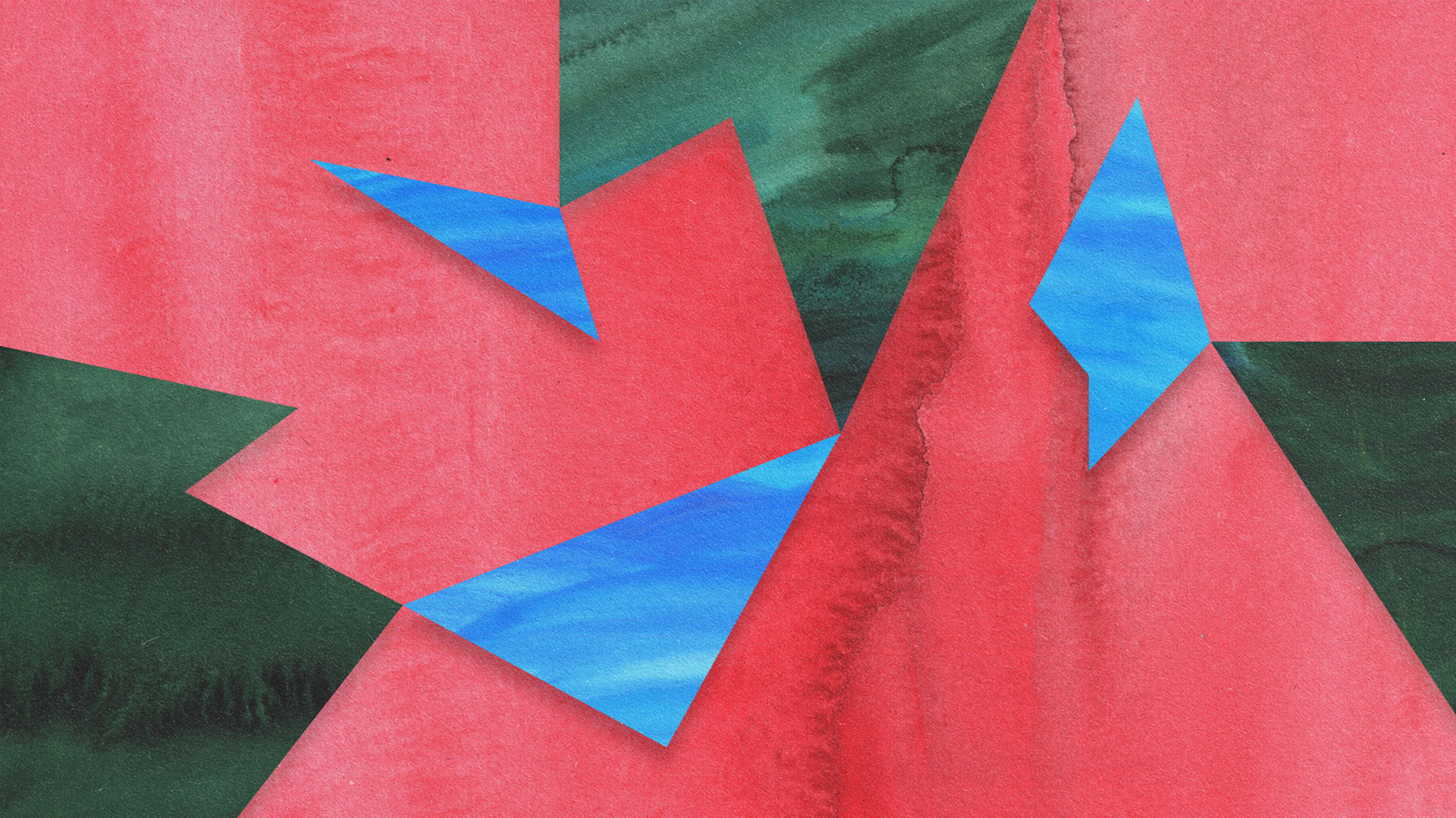 A bricolage of a watercolor painting of a watermelon.