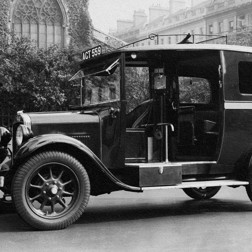 An old photo of a man standing next to an old car showcasing adaptive plasticity.