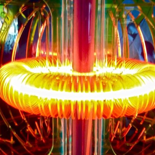 An image of a glowing ring in a dark room.