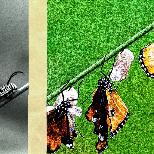 A picture showcasing the transformation from caterpillar to butterfly, potential unlocked.
