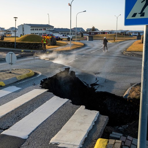 A fissure in a road in Iceland