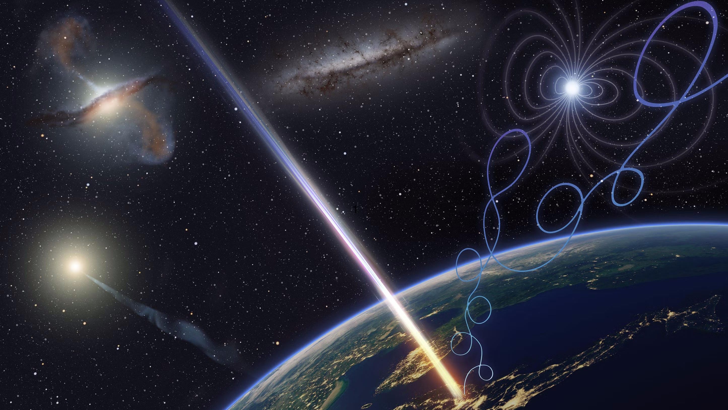 An artist's impression of an ultra high energy cosmic ray.