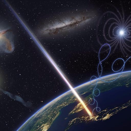 An artist's impression of an ultra high energy cosmic ray.