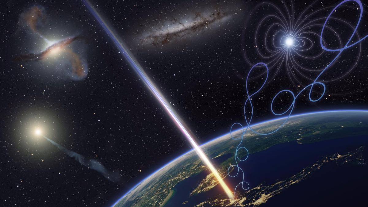 An artist's impression of an ultra high energy cosmic ray.