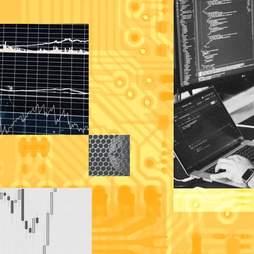 An image of a man working on a computer in a digital goldmine.