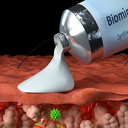 A liquid is being poured onto a piece of skin.