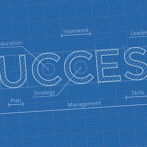 The word success is written on a blueprint, symbolizing career ownership.
