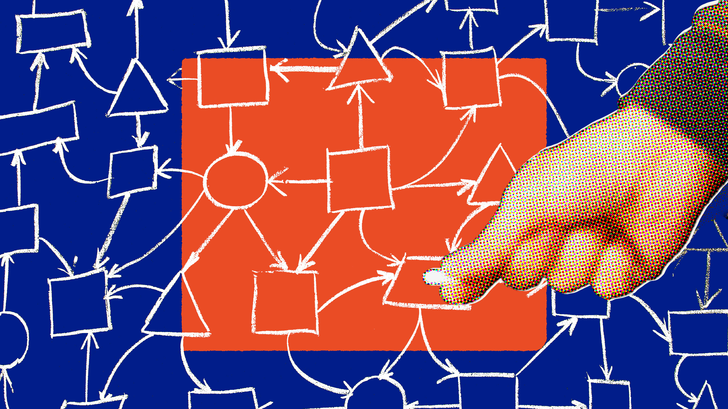 A hand is pointing at a diagram illustrating the tyranny of small decisions.