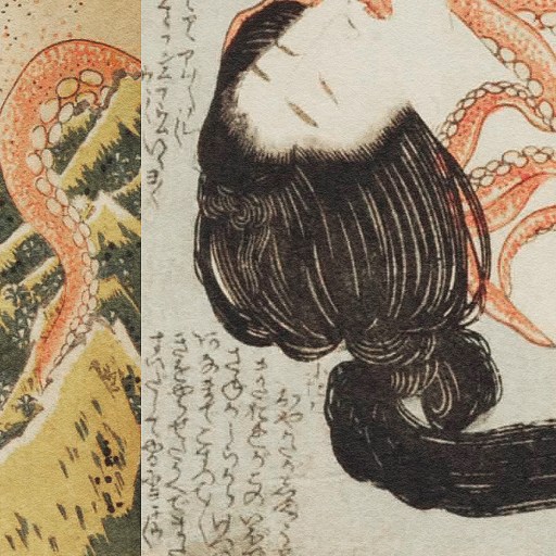 A woman and an octopus gracefully intertwined in a mesmerizing scene.