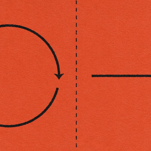 A diagram of a circle and a linear arrow.