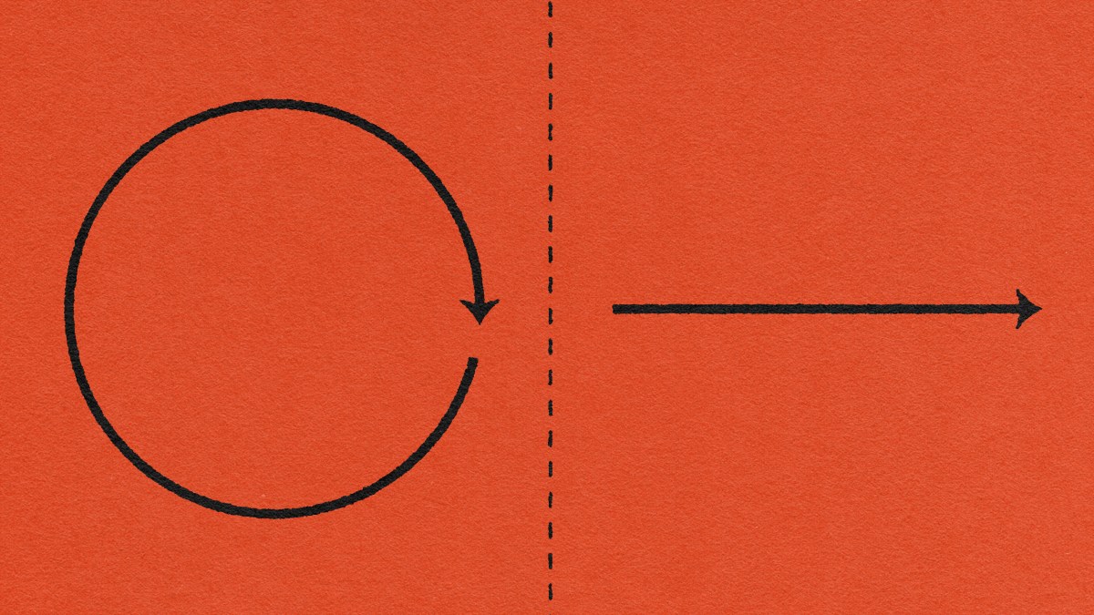A diagram of a circle and a linear arrow.