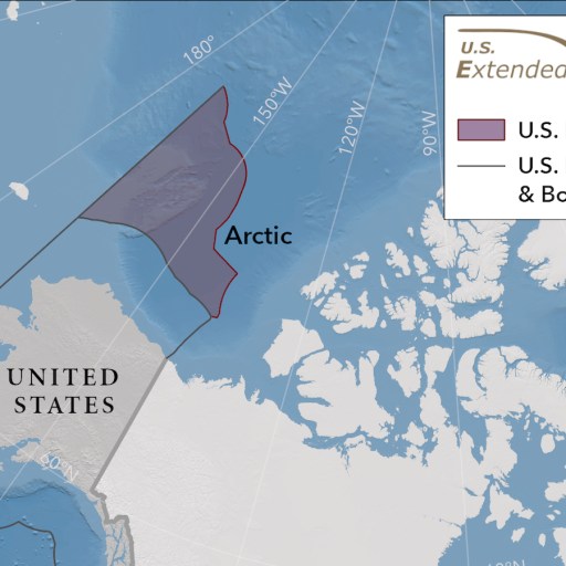 A map showing the location of the arctic sea.
