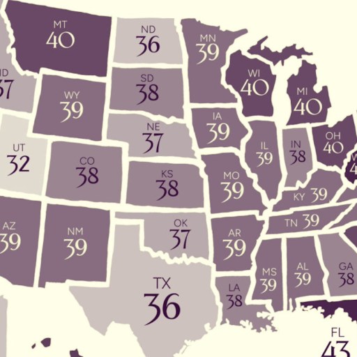 A map of the united states showing the number of abortions.