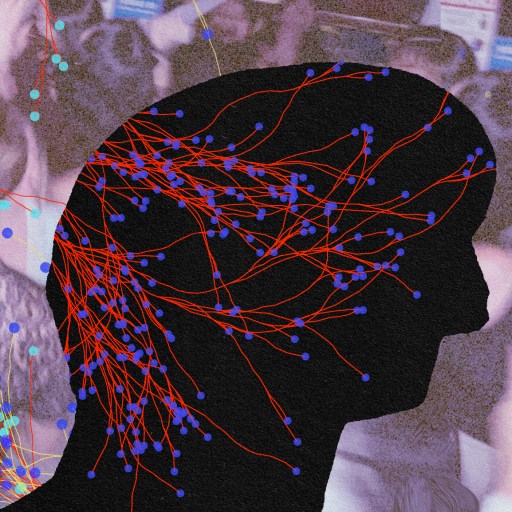 A silhouette of a person standing out amidst a crowd, evoking memories and exploring the complexities of consciousness.