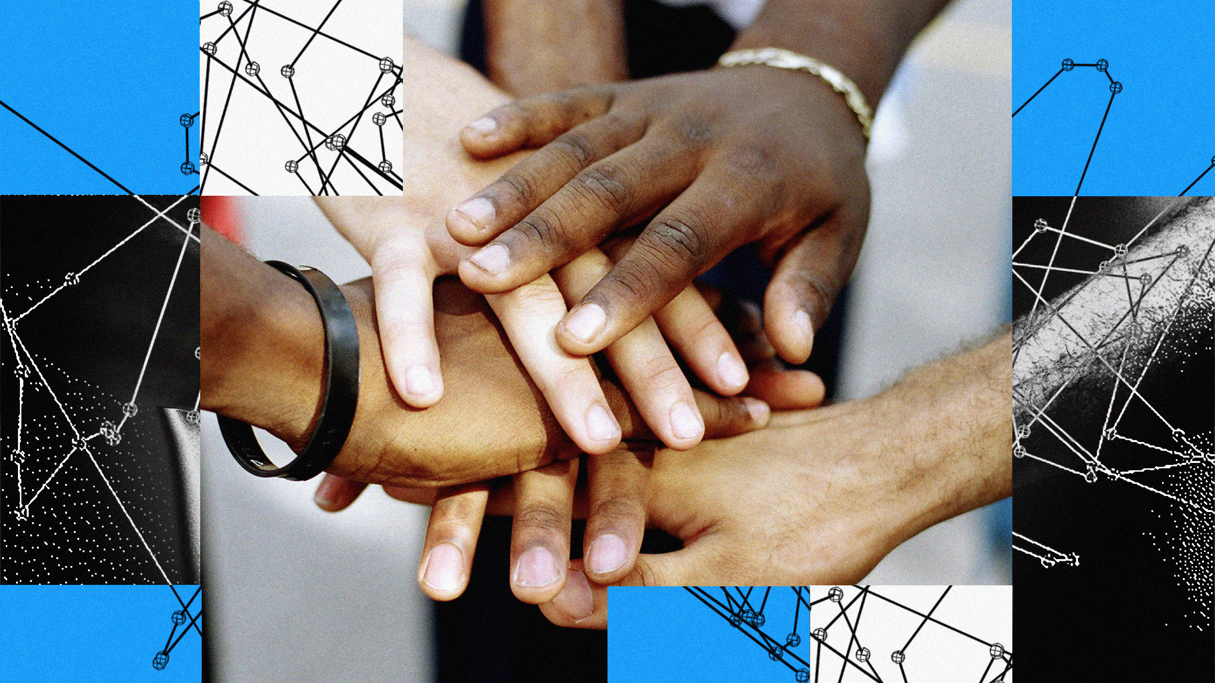 A collaborative collage showcasing the power of trust and teamwork among individuals.