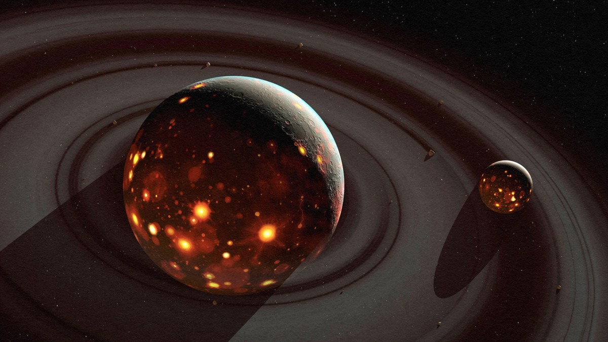 An artist's rendering of two **changed** planets in space.