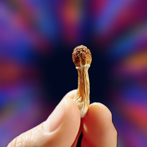 A person holding a match in front of a colorful background.