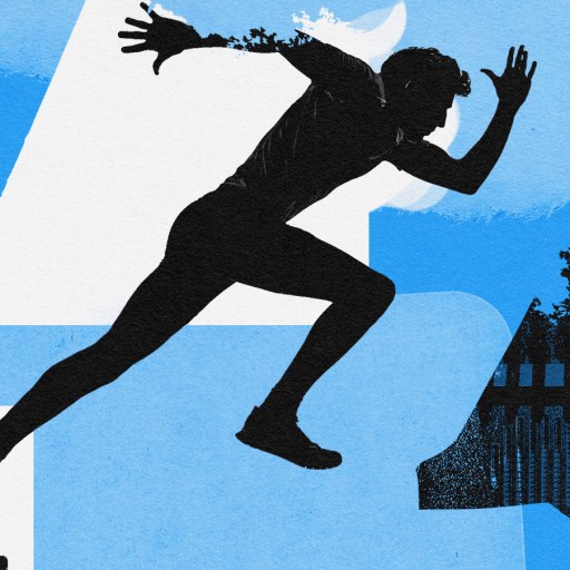 A man displaying conatus while running in the air.