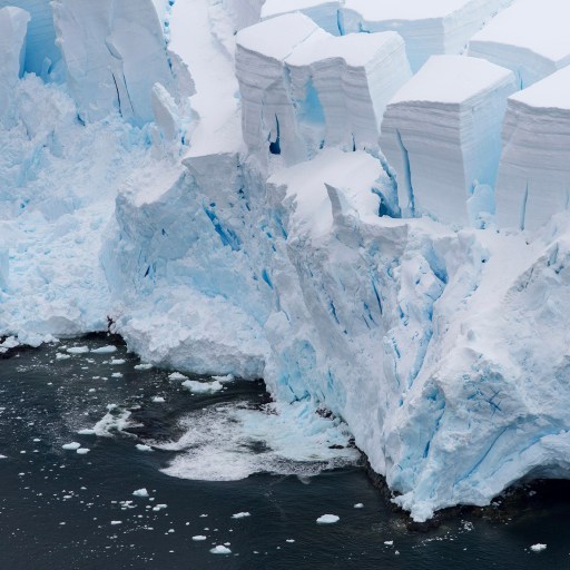 An aerial view of an iceberg in antarctica.