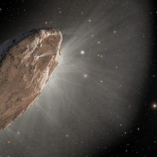 An artist's impression of an asteroid in space.