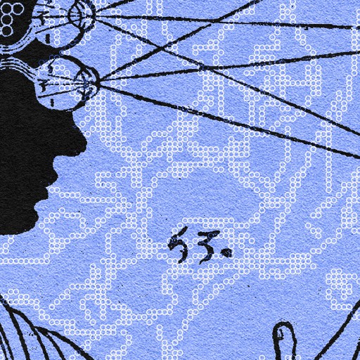 An illustration of a woman's head with lines drawn on it.