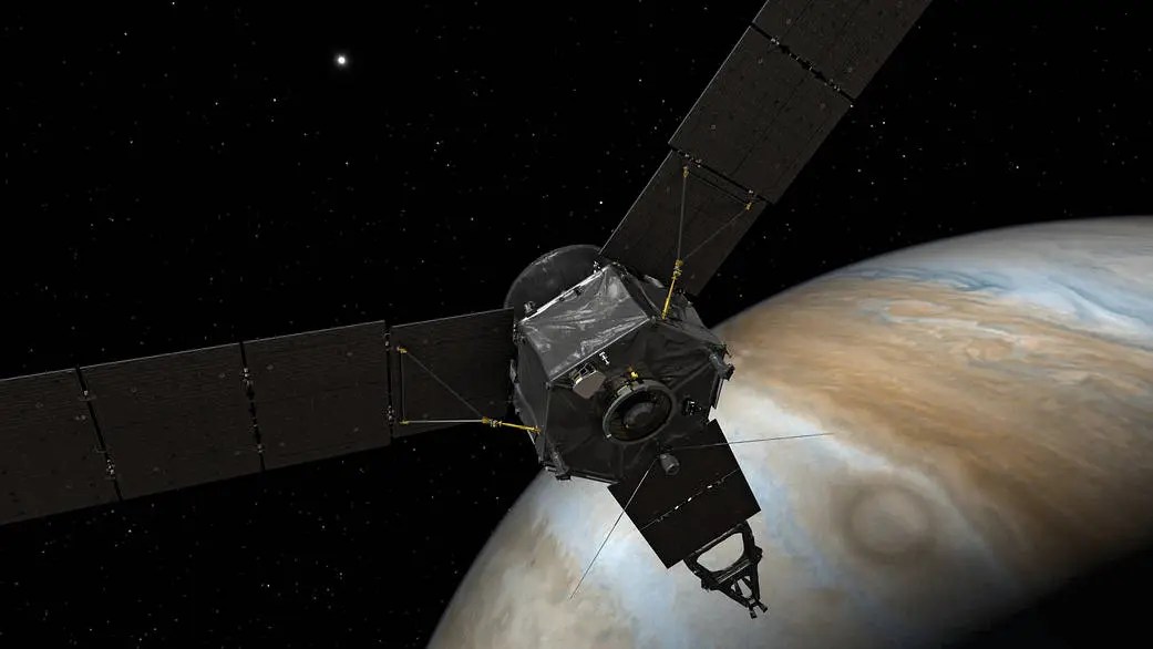 An artist's rendering of the nasa jupiter spacecraft.