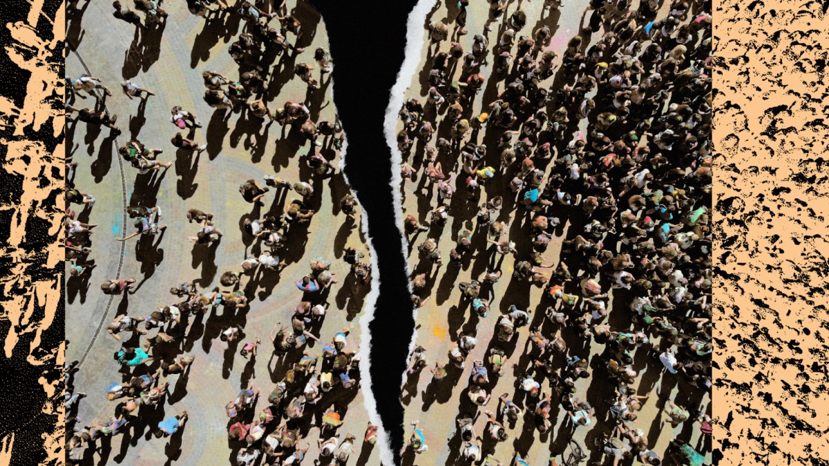 A group of people standing in a circle.