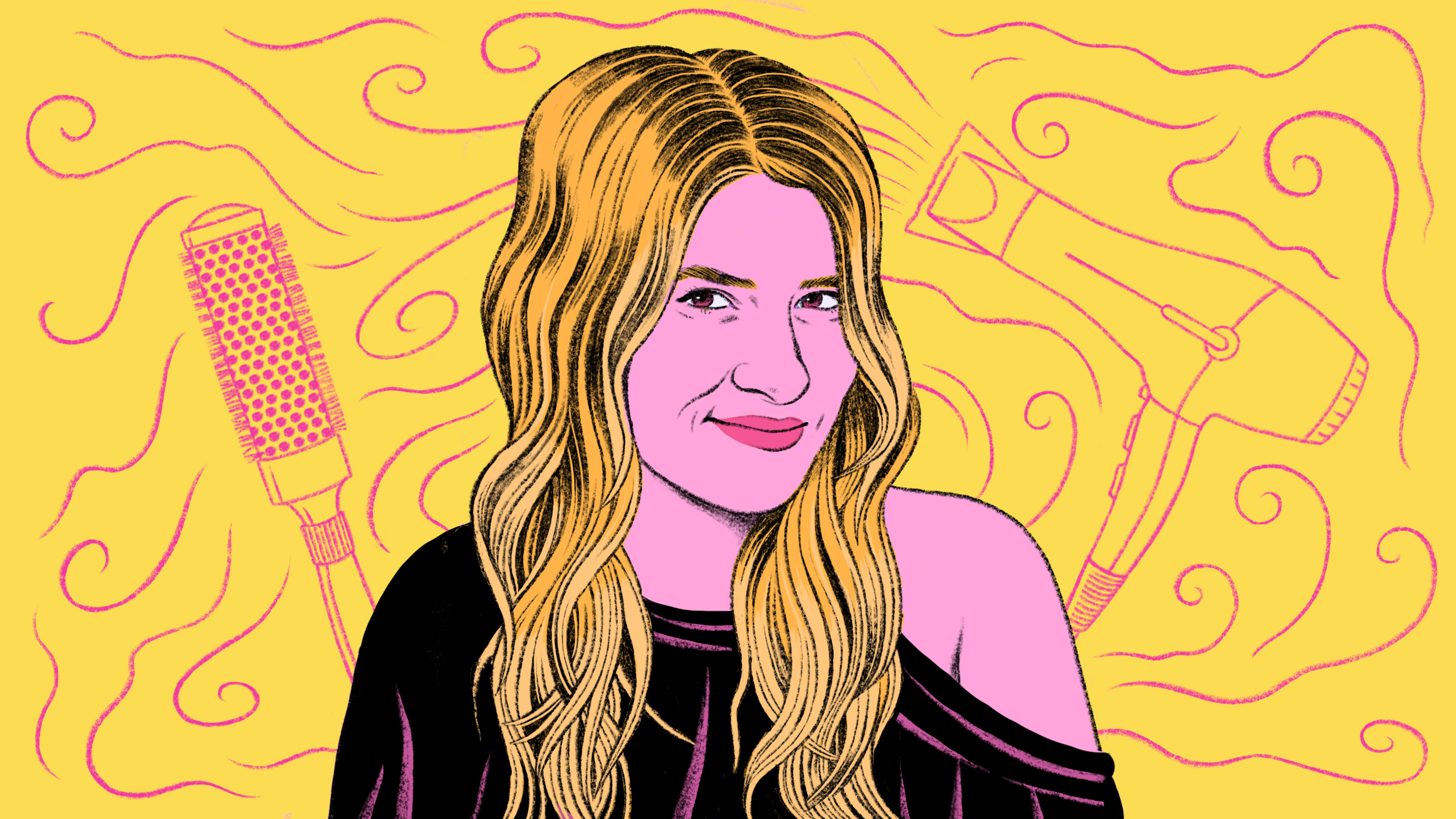 An illustration depicting the reality of leadership through a woman with long blonde hair.