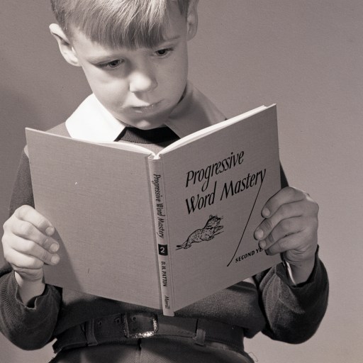 A gifted young boy reading a book.