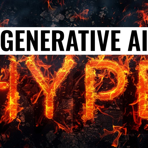 A dark background with the words "Generative AI HYPE" written in flames.