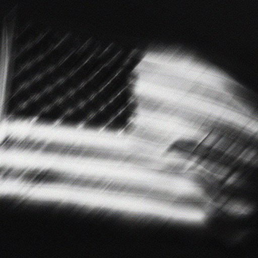 A blurred black-and-white image of an American flag, with the stars and stripes visibly distorted, subtly reflecting political polarization.