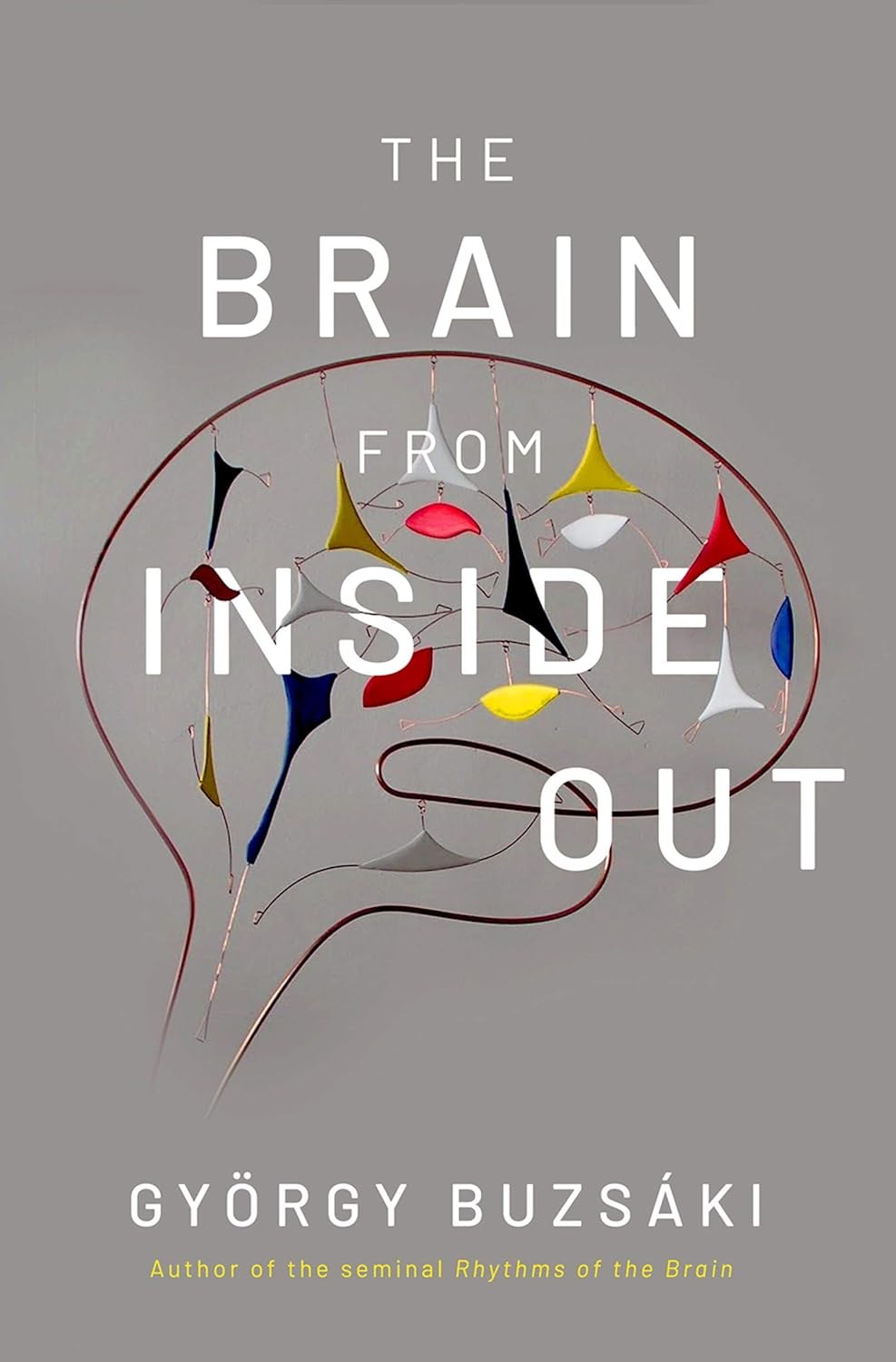 Book cover of "The Brain from Inside Out" by Gy&ouml;rgy Buzs&aacute;ki, featuring a stylized brain illustration with colorful abstract shapes inside.