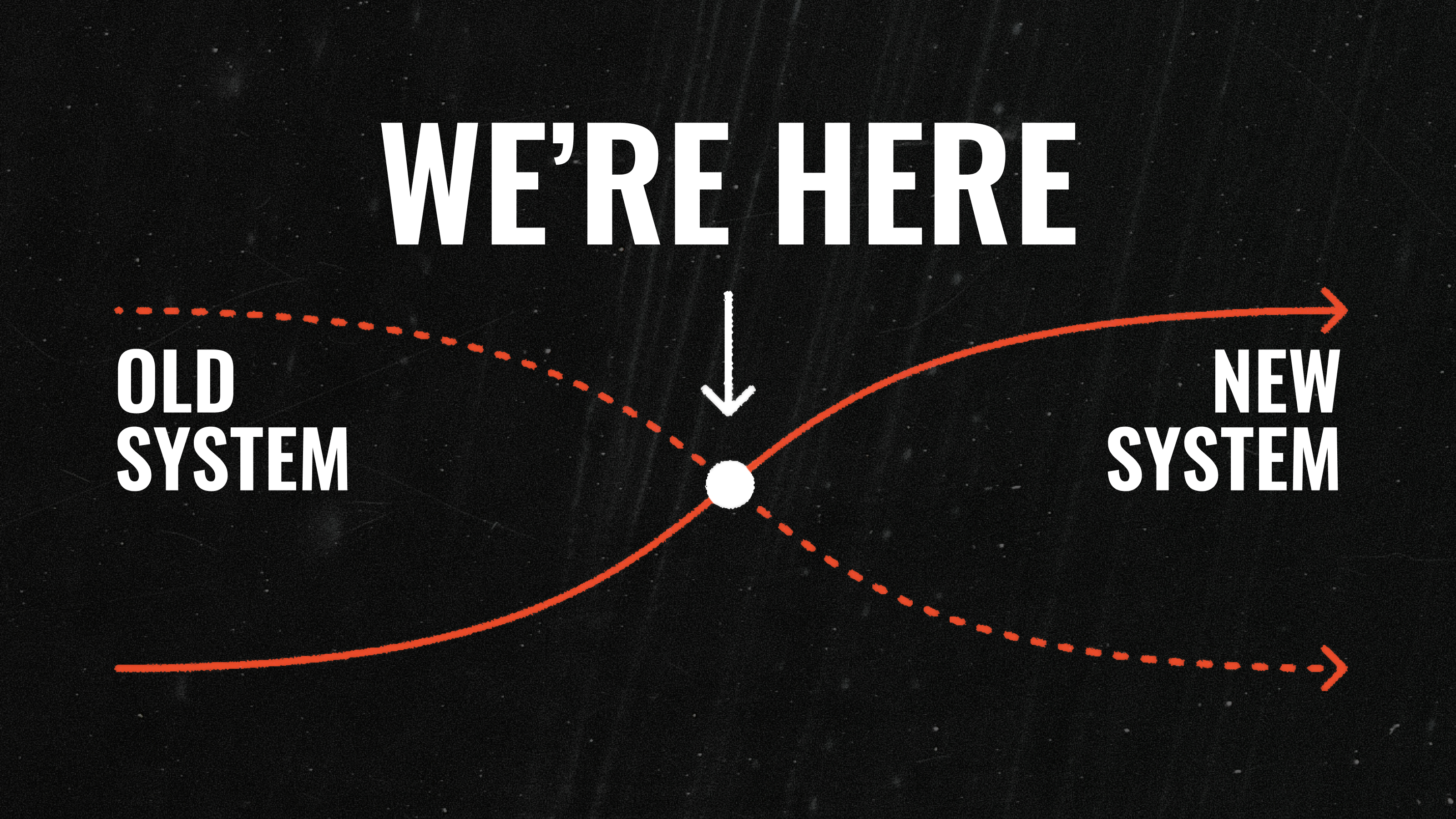 A black background with white text and red lines.