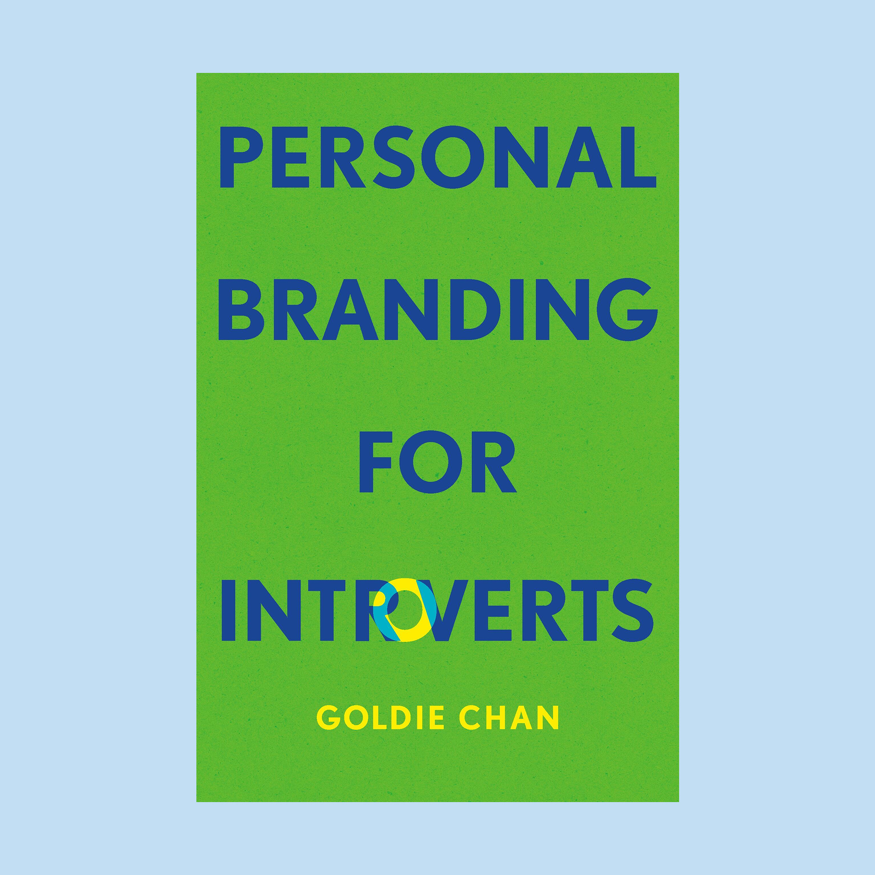 A green book cover with blue text, inspired by Goldie Chan's vibrant style.