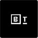 A black square with a white outlined box containing the letter "B" next to a capital "T" and an underscore, all centered on a black background.