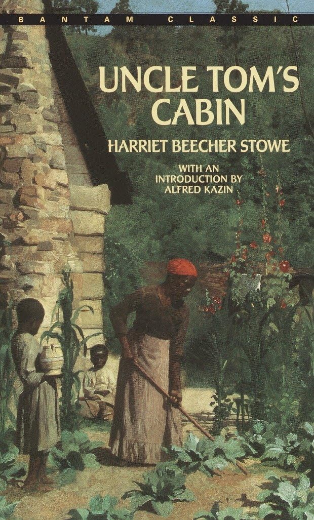 An illustration of enslaved African Americans working in a garden appears on the cover of "Uncle Tom's Cabin" by Harriet Beecher Stowe.