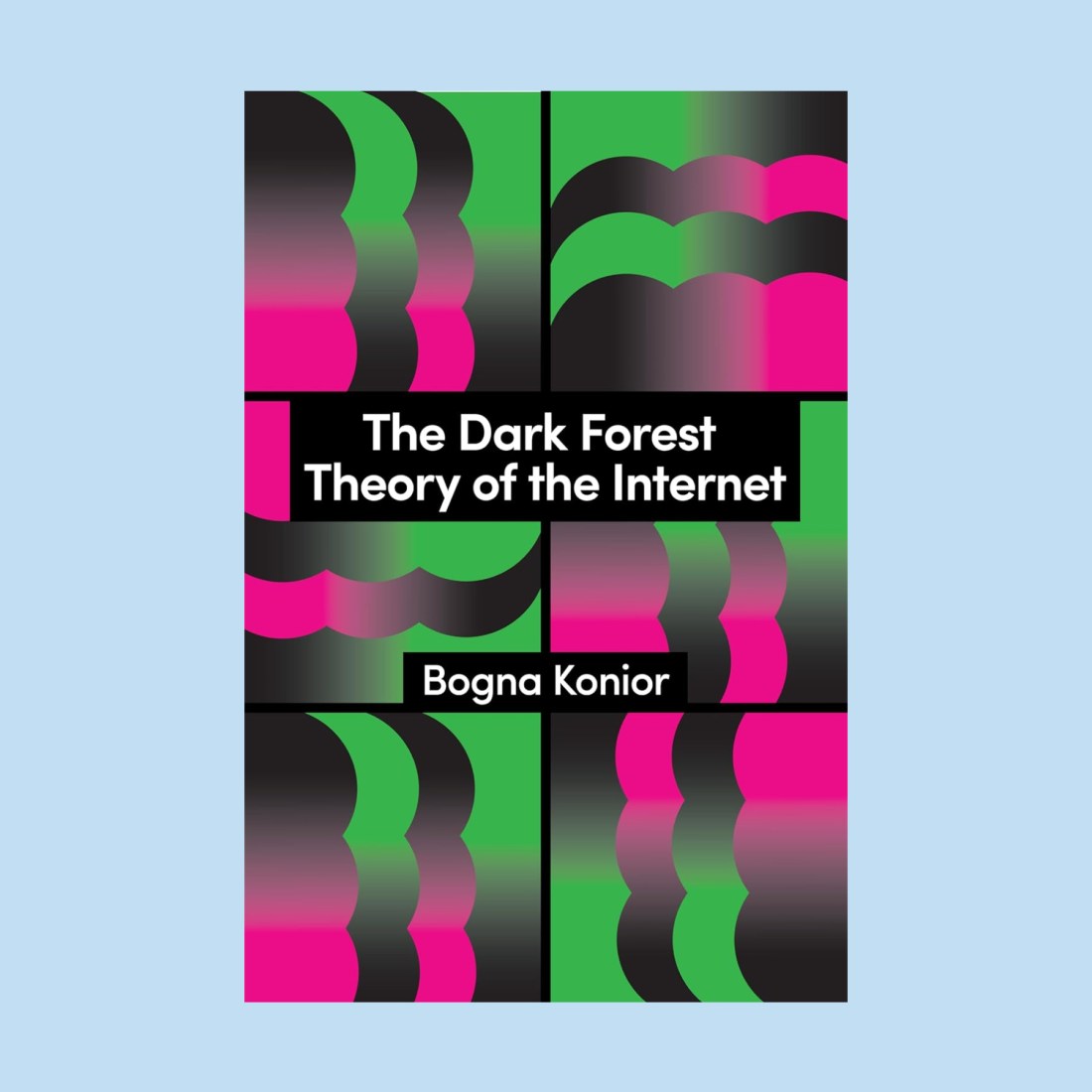 A book cover with colorful shapes set against a mysterious Dark Forest backdrop.