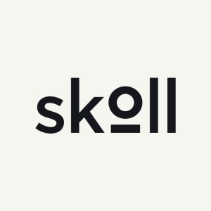 The word "skoll" in black lowercase letters on a light background, with the "o" resembling a circle above a horizontal line.