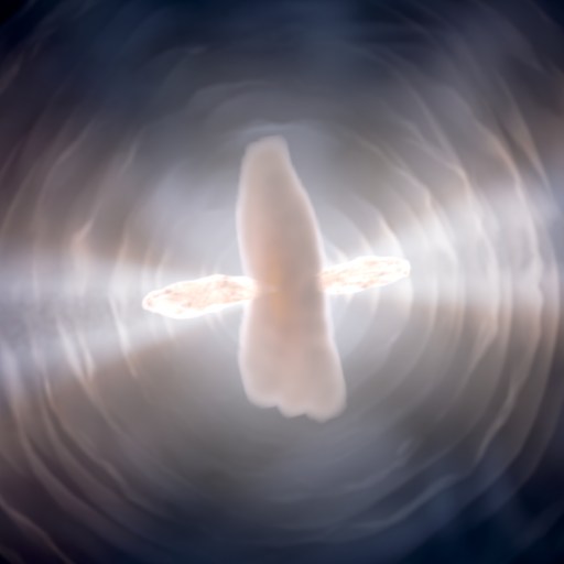 A luminous dying sun with jets and swirling clouds appears at the center of a dark background, encircled by concentric patterns—an image reminiscent of Hubble’s stunning cosmic view.